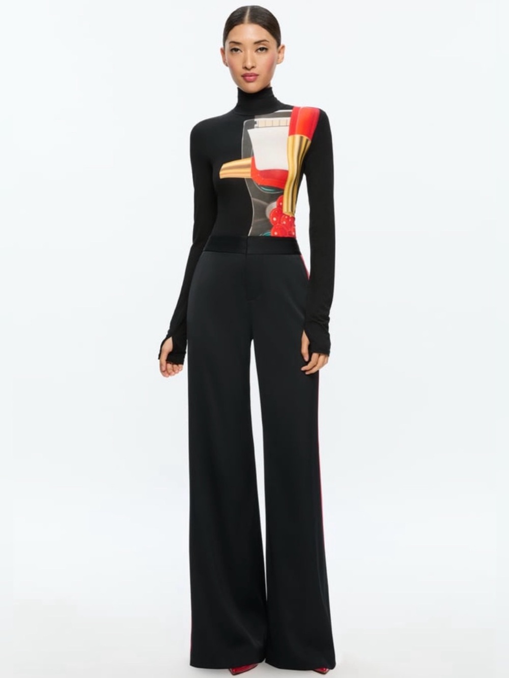 NWT Alice + Olivia X Tom Wesselmann Delaina Long Sleeve Turtleneck Top. Size XL - Picture 7 of 15
